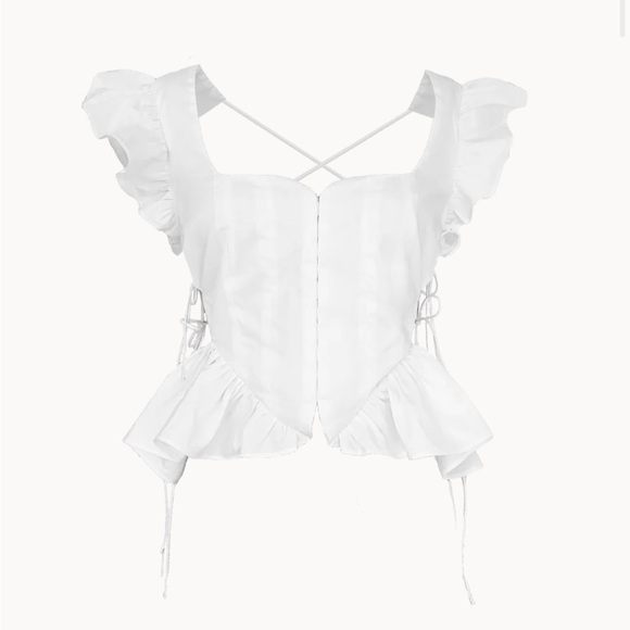 Allina Liu Tops - Allina Liu Castell Top in Milk White
